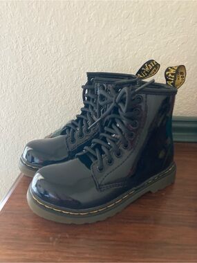 Kids Dr martens lace up moto boots